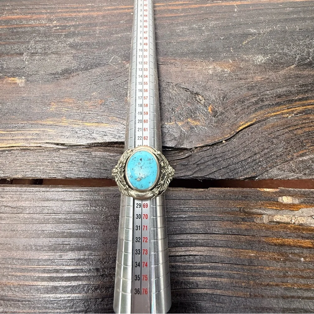 Turquoise Stone Silver Ring - Blue Women Jewelry